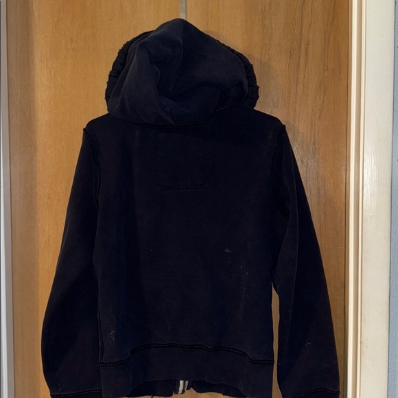 Hollister Heavy Distressed Dark Blue Zip-Up Hoodie - Picture 5 of 6